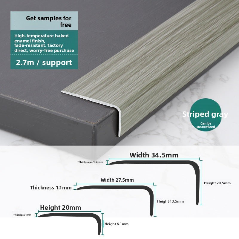 Aluminum alloy wood floor edge trim strip floor finishing strip L Wood grain trim strip7Door threshold trim edge sealing strip