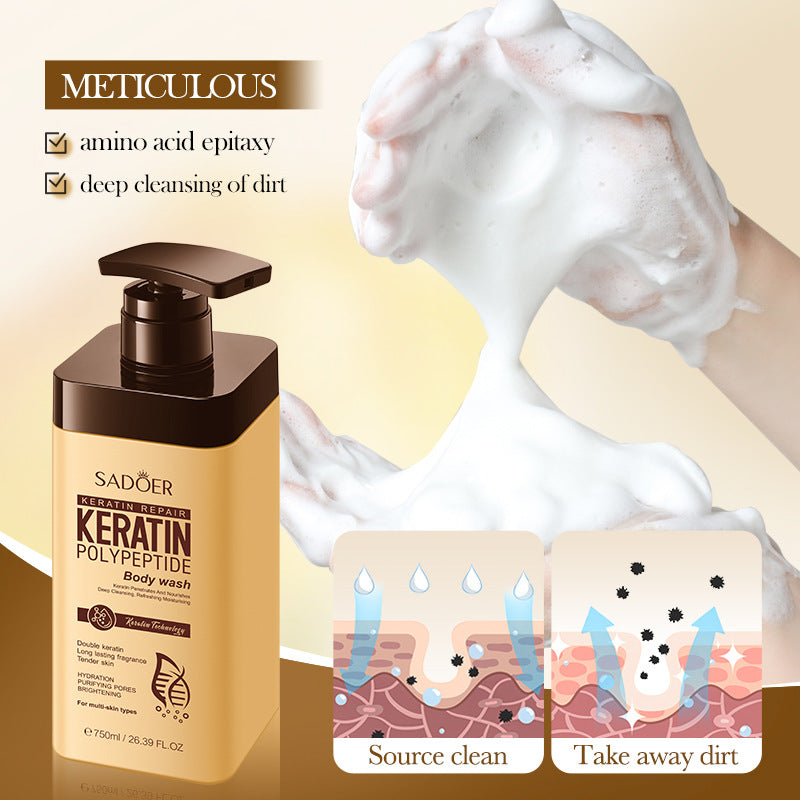 Keratin Peptide Rejuvenating Shower Gel SADOER Moisturizing and cleansing body wash cross-border wholesale