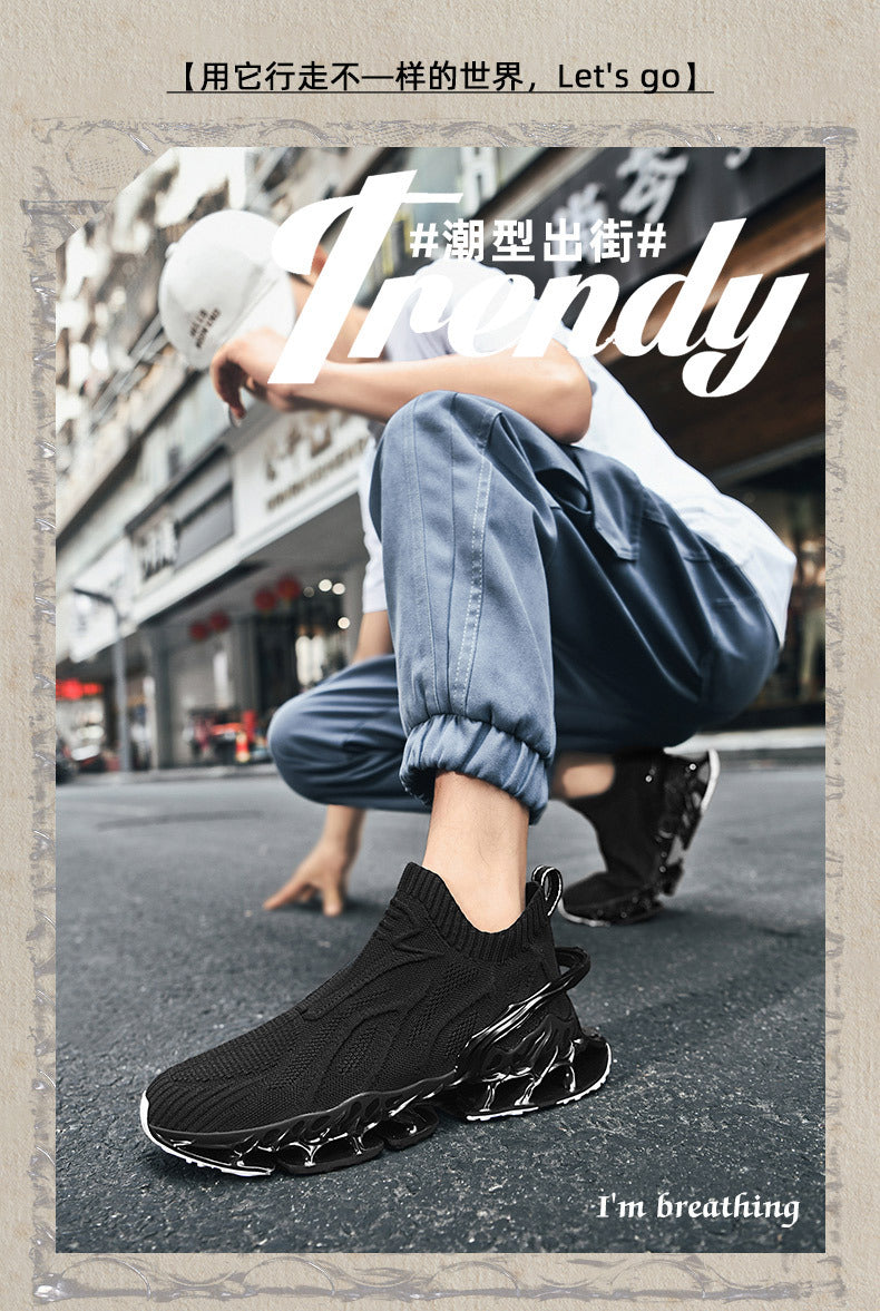 Summer Breathable Mesh Large Size Men's Shoes Trendy Mesh Shoes Men's Blade Running Shoes Sports Height-Increasing Flyknit Socks Trendy Shoes