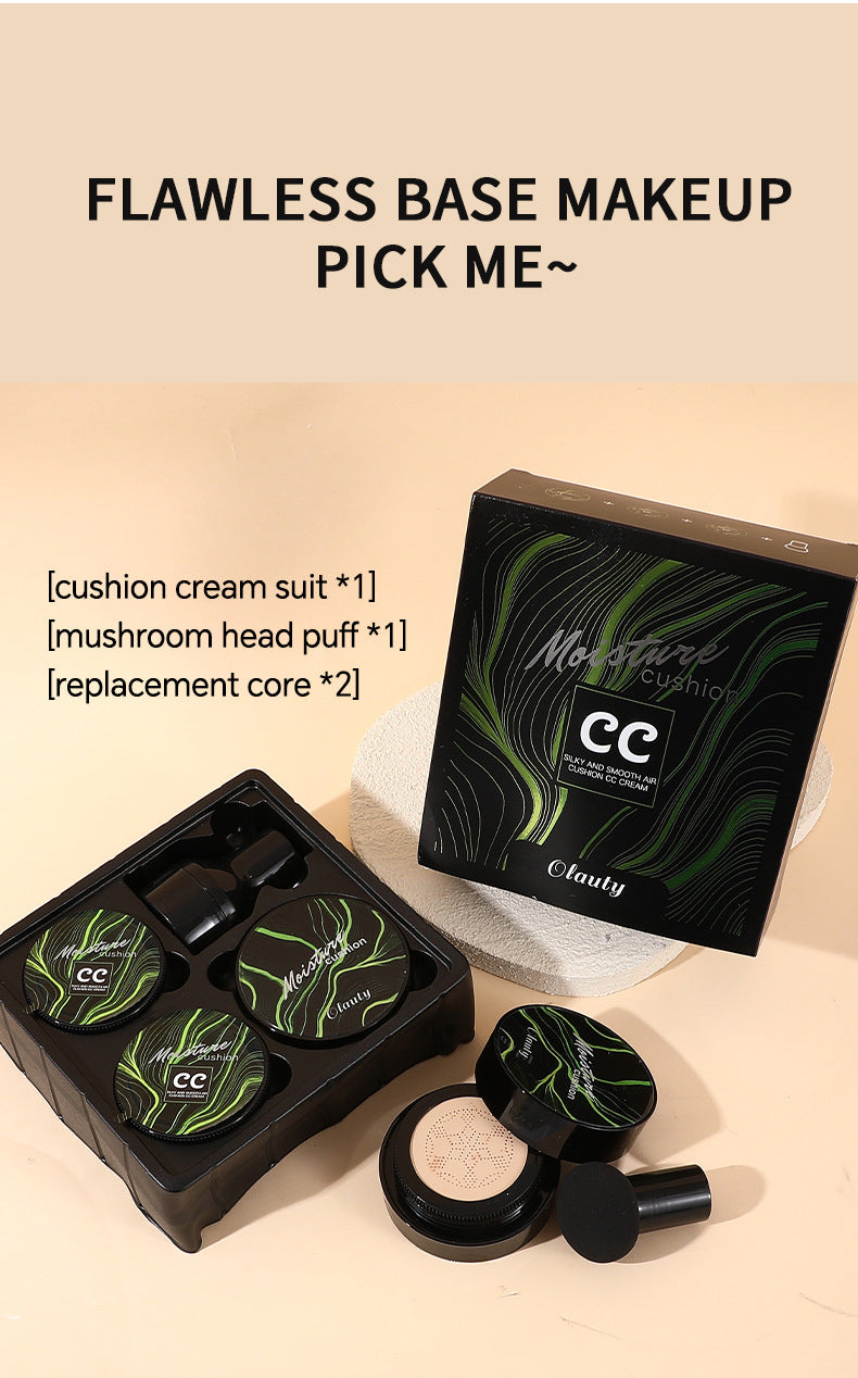 Genuine Air Cushion BB Cream Waterproof Concealer with Makeup Brush and Puff CC Cream Four-Piece Set20g*3Version