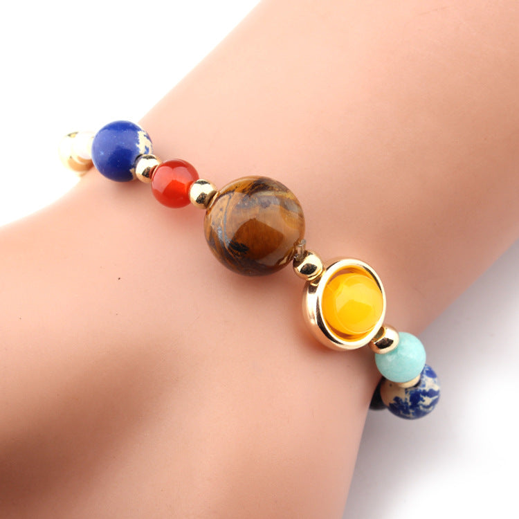 Hot-Selling Universe Galaxy Solar System Eight Planets Bracelet Guardian Star Natural Stone Bead Bracelet Seven Meridians Bracelet