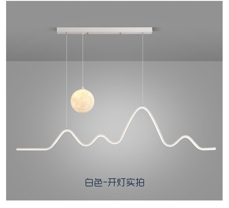 Restaurant Chandelier Light Luxury Dining Room Dining Table Bar Modern Minimalist Moon Lamp Minimalist Long Strip Guangdong Zhongshan Factory