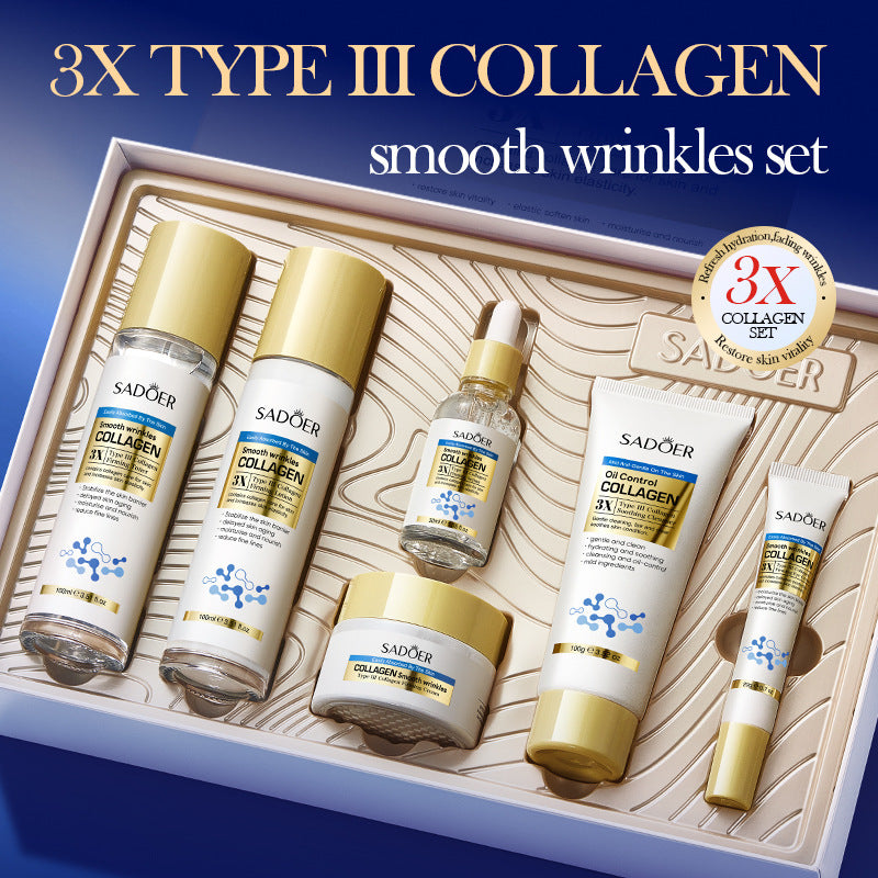 Type III Collagen Wrinkle Care Skincare Set SADOER Firming and Moisturizing Kit Cross-Border Wholesale