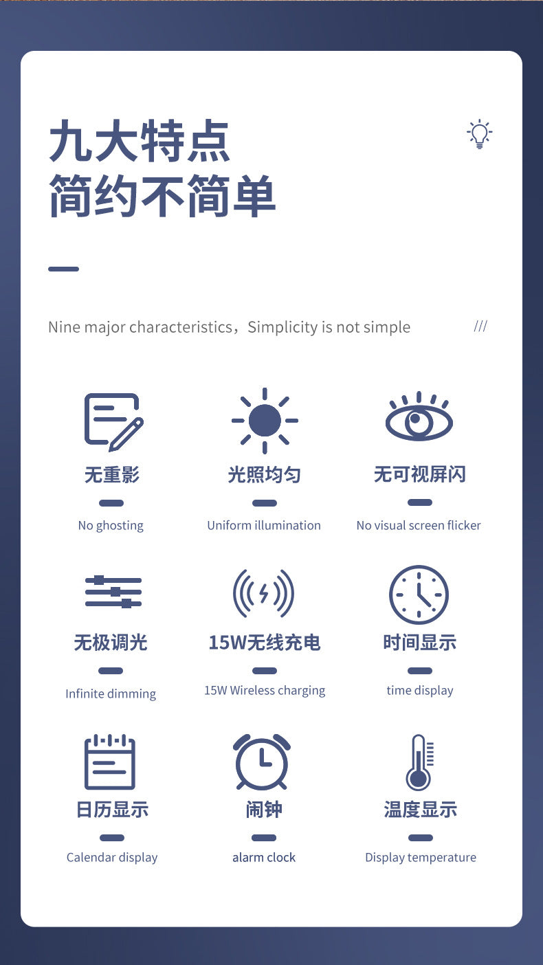 Wireless Charging Table Lamp Bedside High-end Adjustable Dimming Color Night Light Multi-functional Desktop Study Lamp