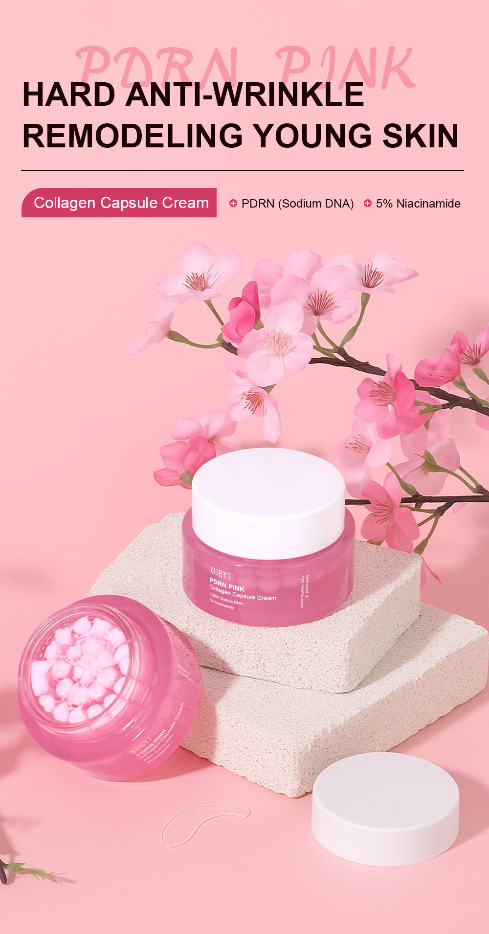 Specially designed Collagen Pink Capsule Face Cream Deep Moisturizing Wrinkle Firming Elasticity Anti-Wrinkle Cream