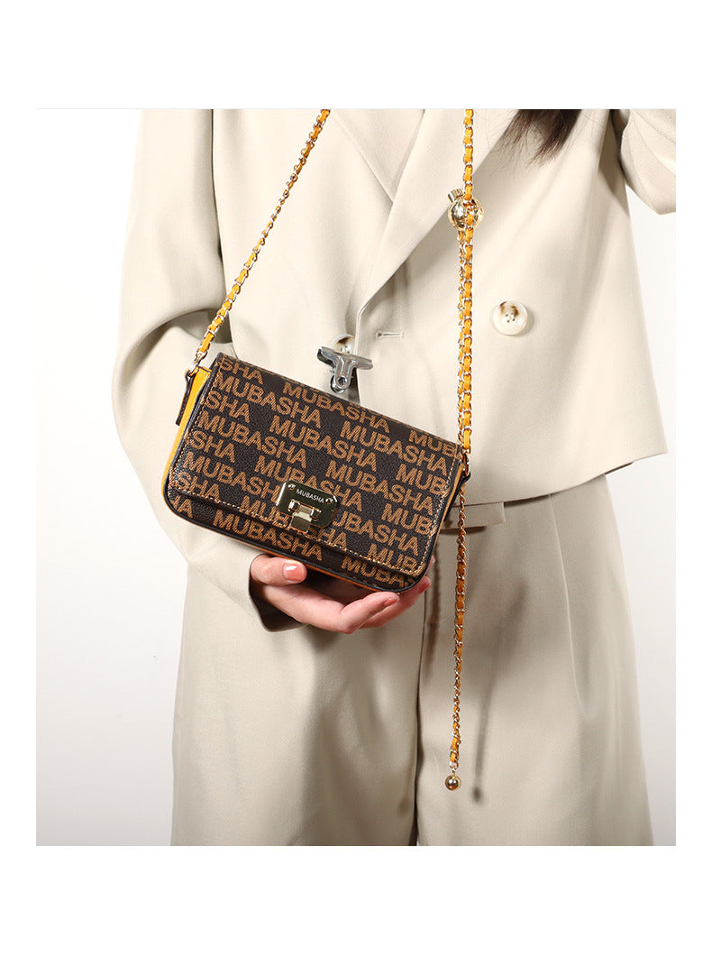 Unique Versatile Design Vintage Chain Small Square Bag for Women Retro Stylish Single Shoulder Bag Personality Simple Crossbody Bag