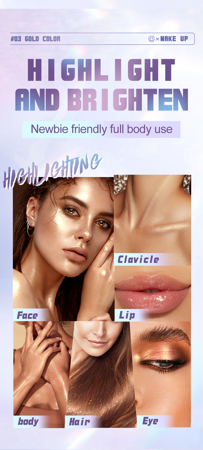 Bright Colors3D Highlighter SADOER Contouring and Shaping Makeup Highlight Stick Cross-Border Wholesale