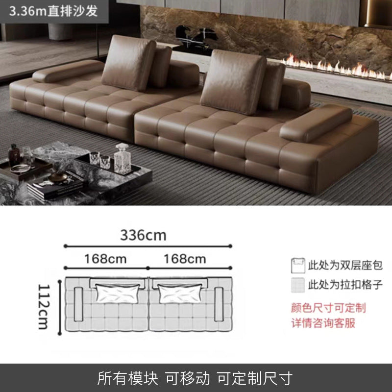 Lawrence Genuine Leather Sofa Italian Minimalist Style for Small and Large Apartments, Villas, and Clients, Corner Sofa, Modern Straight Row Leather Sofa Shipping and tax not included