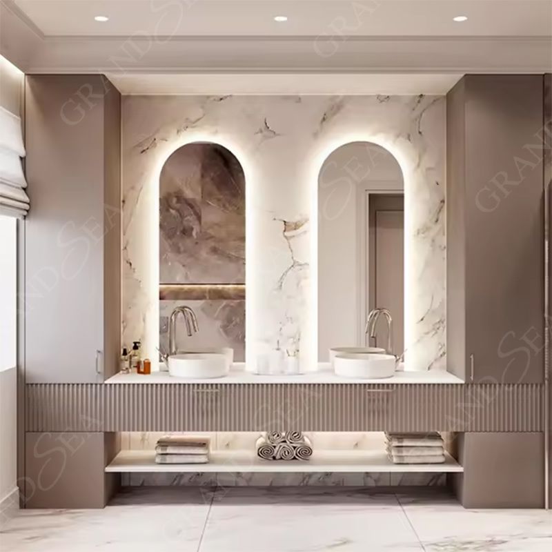 Modern Wood Bathroom Vanities Double Sink Waterproof Bathroom Cabinet
