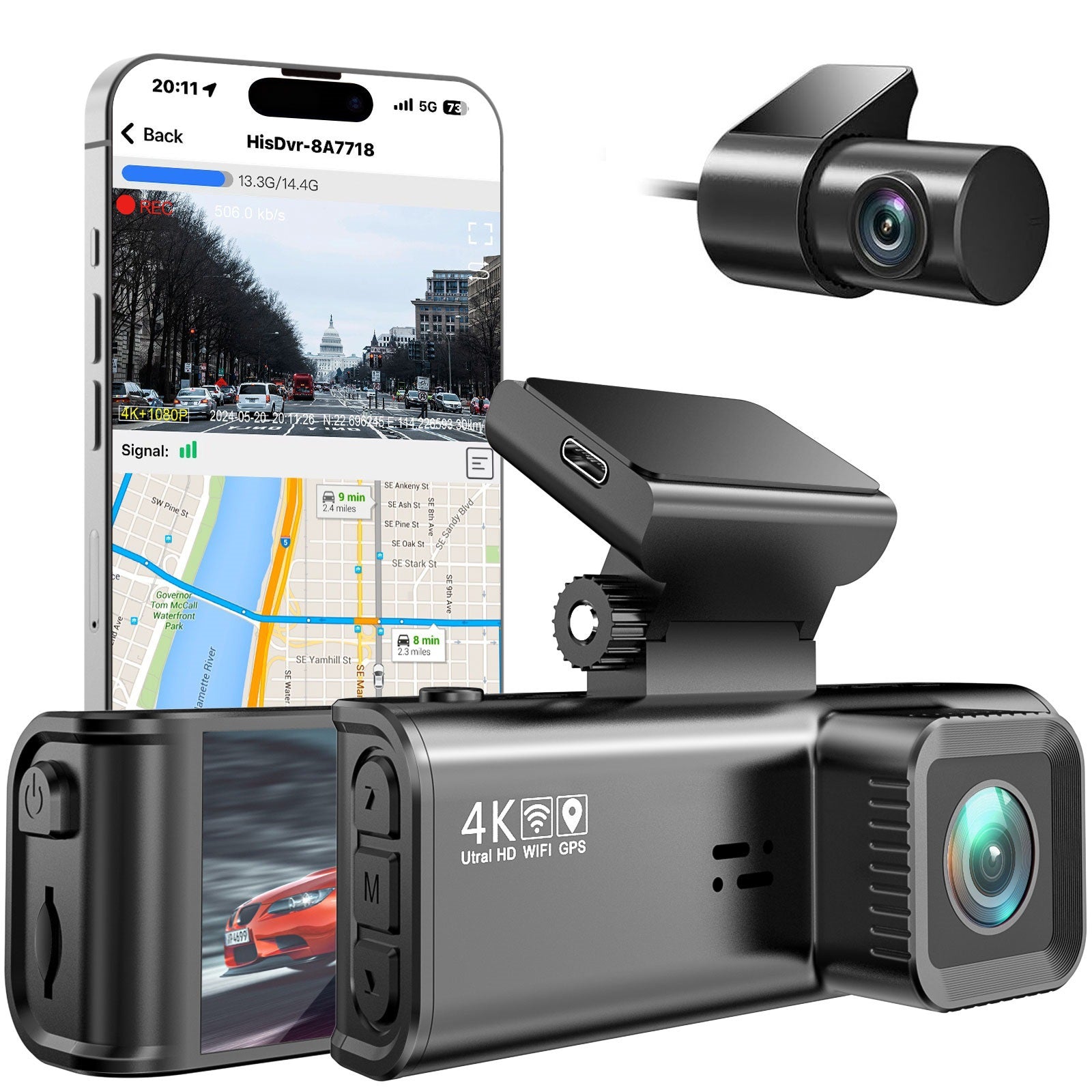 V56 3.18Inch Screen4K+1080P Driving Recorder REDTIGER F7N Optimized Driving Recorder wifi