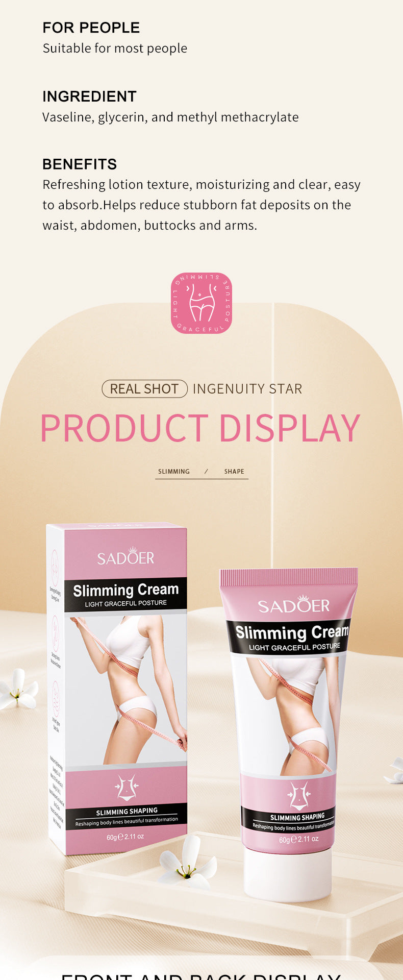 Full English Slimming Cream SADOER Body Shaping Care Products  Foreign Trade Live Streaming Skincare Manufacturer Wholesale