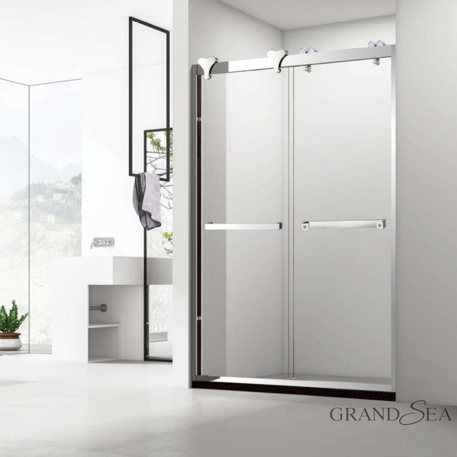 Clear Tempered Glass Safe Bathroom Glass 2 Panel Sliding Shower Door