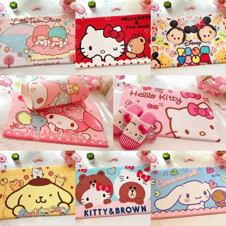 Flannel Mat Cartoon Kitty Bathroom Water Absorption Non-Slip Door Mat Pudding Dog Bathroom Mat Labeling and Dropshipping