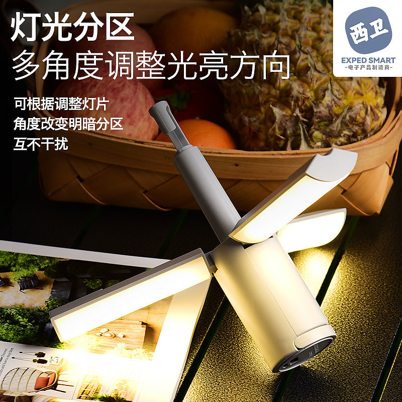 Camping Multifunctional Folding Light Tent Atmosphere Light Camping Lantern Handheld Hanging Light Dormitory Student Lighting Outdoor