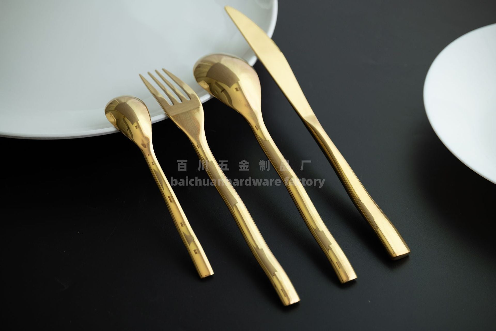 Nordic Style ins304Stainless Steel Steak Knife Fork Spoon Wave Pattern Creative Simple Western Dining Utensils Hotel Supplies Wholesale