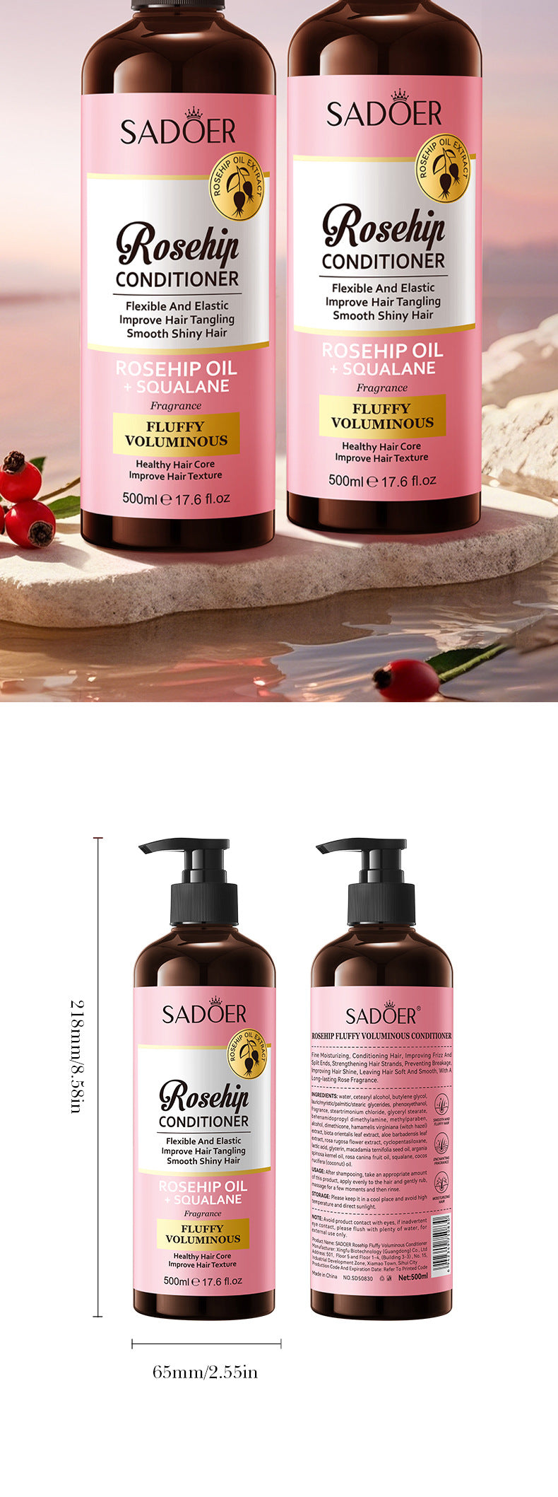 Hair Conditioner500ml Rosehip Oil Fluffy, Rich, Moisturizing and Nutritious Hair Mask Export Manufacturer Wholesale