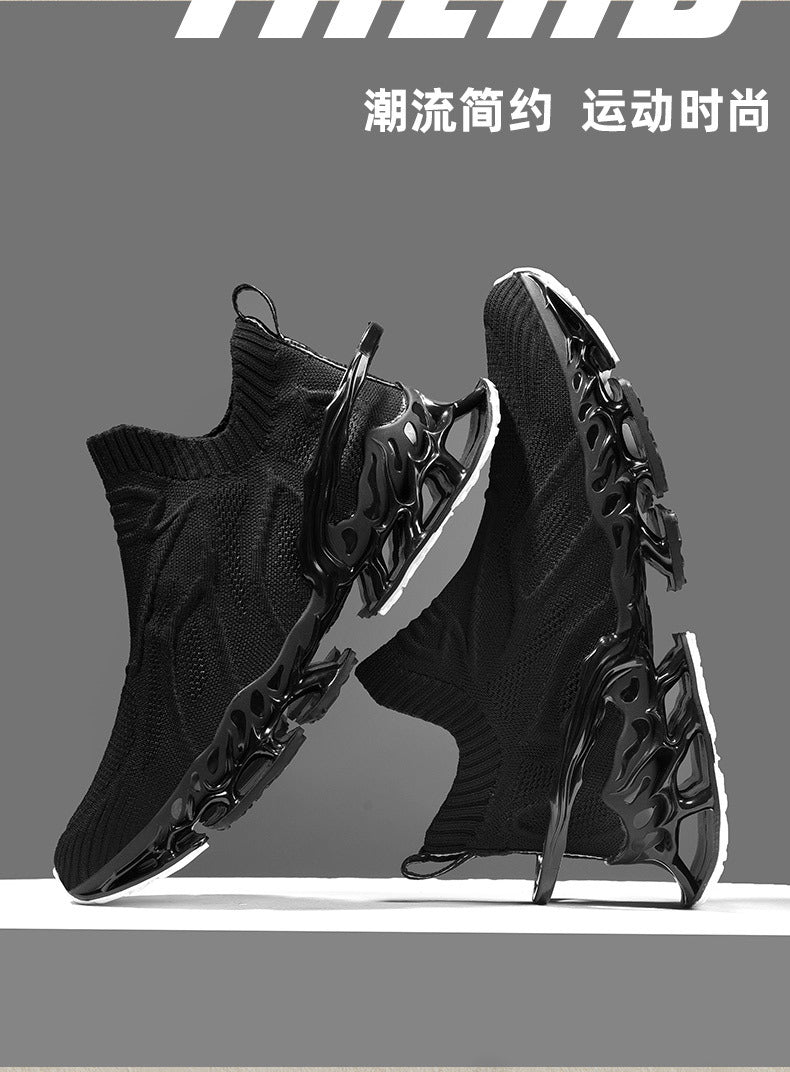 Summer Breathable Mesh Large Size Men's Shoes Trendy Mesh Shoes Men's Blade Running Shoes Sports Height-Increasing Flyknit Socks Trendy Shoes