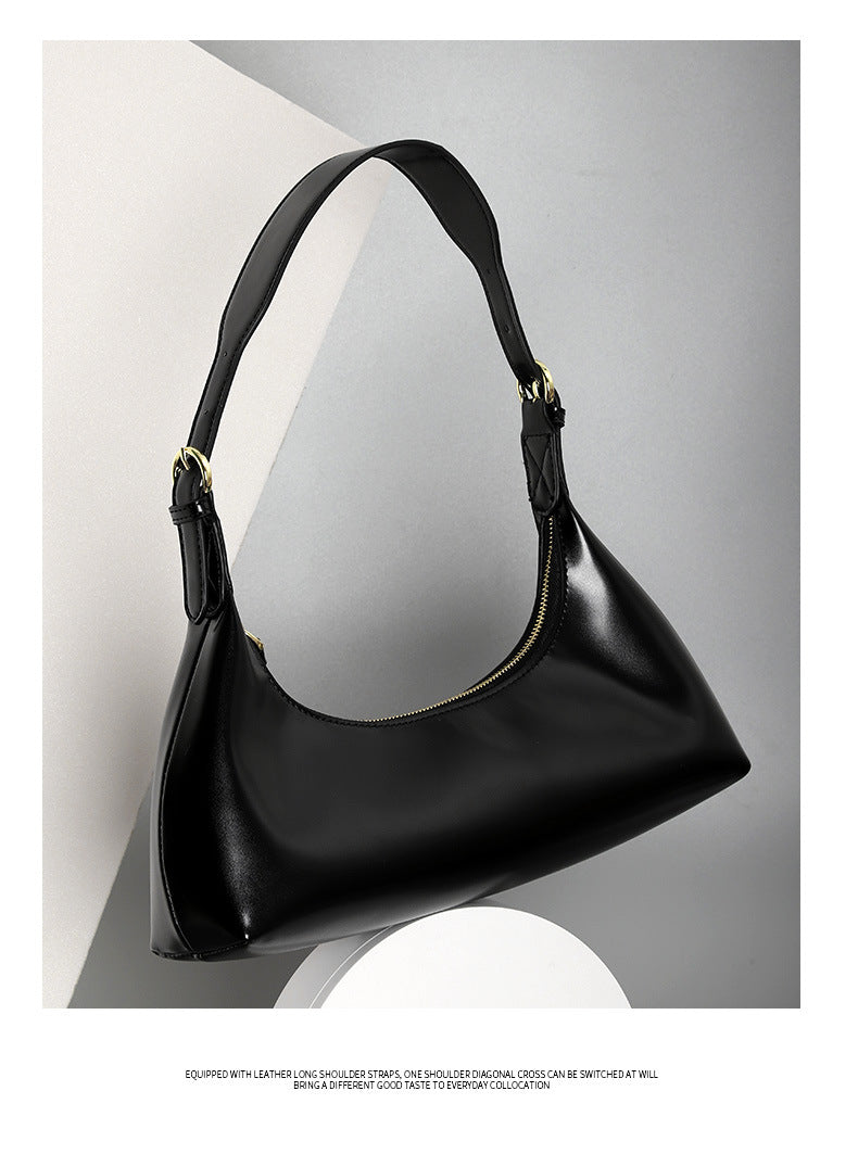 Factory2024New Fashion Retro Soft Leather Underarm Bag Niche Design Simple Single Shoulder Commuter Bag