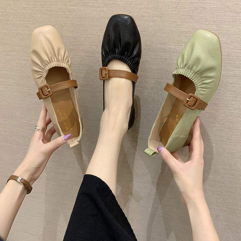 Hepburn Style Shallow Mouth Chunky Heel Single Shoes for Women2025New Square Toe Mary Jane Granny Shoes Mid Heel Versatile Soft Sole Retro