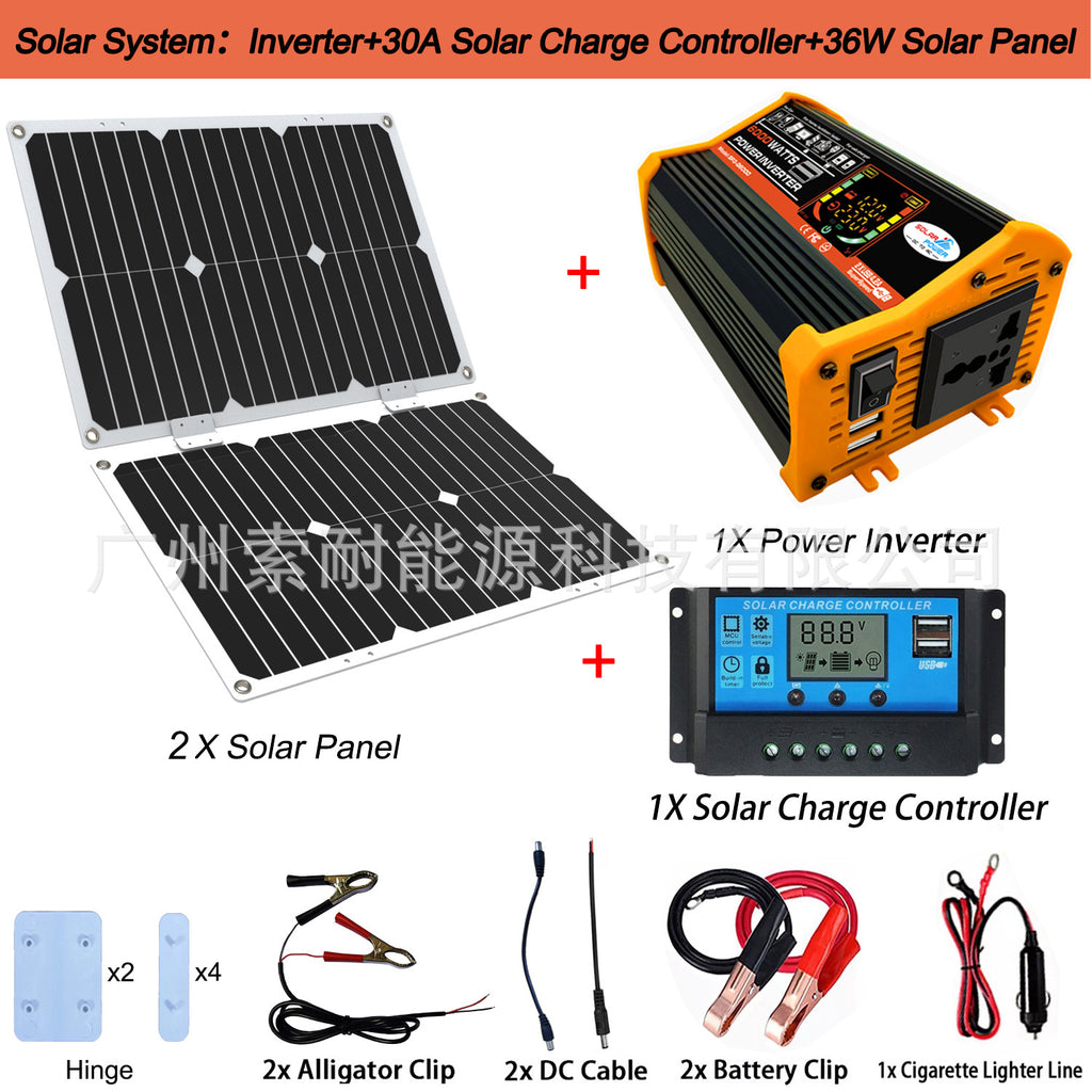 Solar Energy Kit System:Smart Inverter 30A Controller 18W Solar Panel Solar System