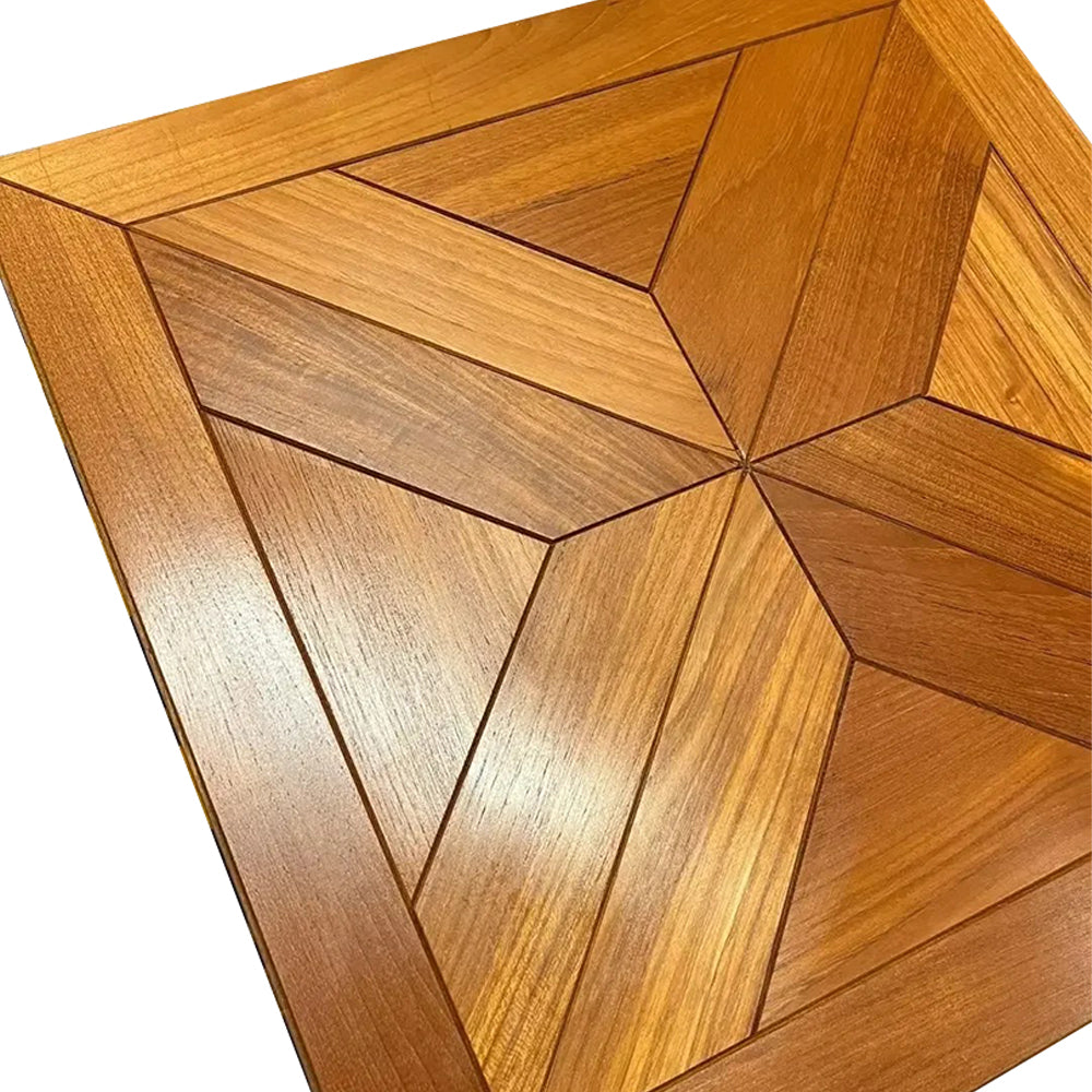 Custom Thick Square Teak Engineered Parquet Flooring | Waterproof Anti-Slip Exterior Living Room Use Customizable Decorative