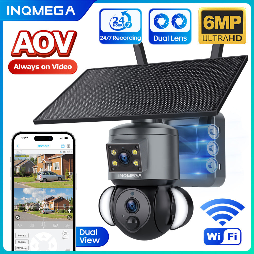 Private Model AOV Solar-powered Camera6MP HD Dual Lens Surveillance Camera UBOX Low Power Monitoring
