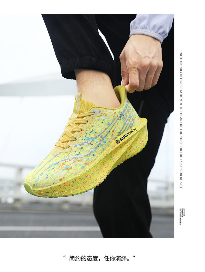 Autumn New Fluorescent Parent-Child Fashion Casual Sports Shoes with Real Carbon Plate High Elasticity Cushioning Outdoor Running Shoes