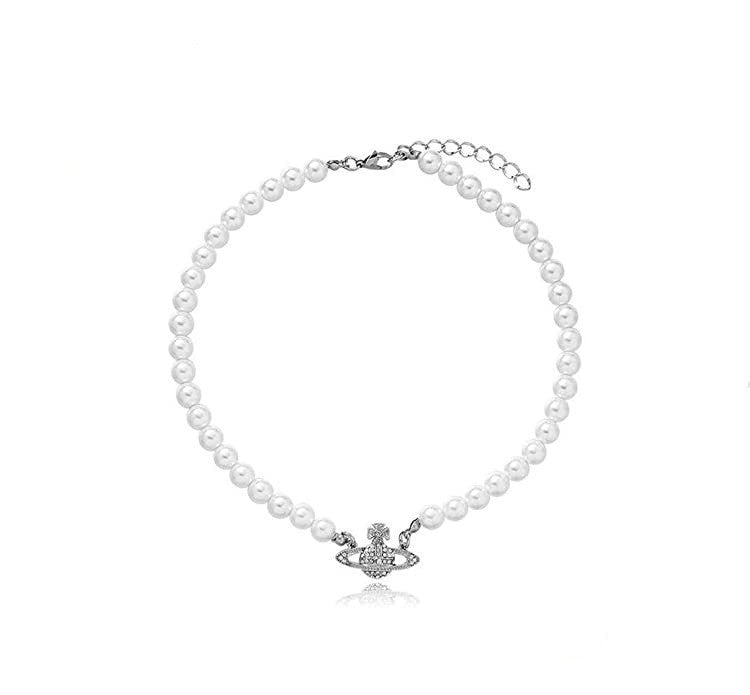 Hot Selling Pearl Necklace Women's Accessories High-end Necklace Sparkling Diamond Pendant Retro Hong Kong Style Collarbone Necklace