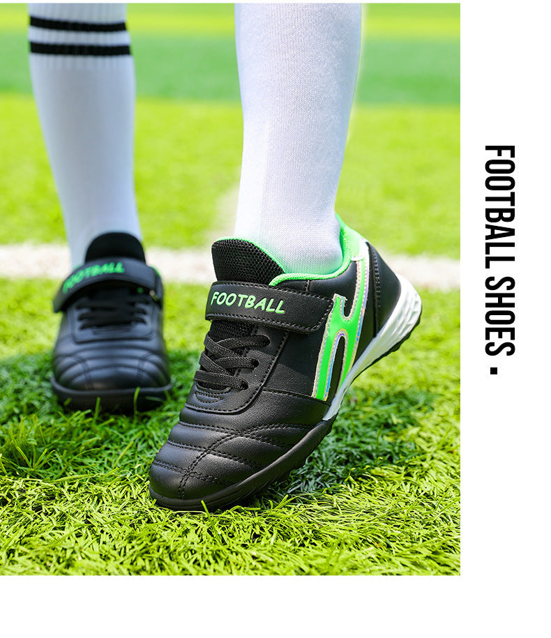 New football shoes for men and women with Velcro for children TF Broken Nail Style Youth Student Grassland Flat Training Shoes