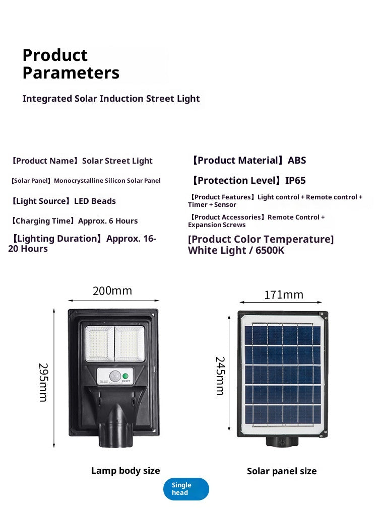 Solar Outdoor Garden & Road Lights IP65 Waterproof LED High Pole Mount with Aluminum Construction