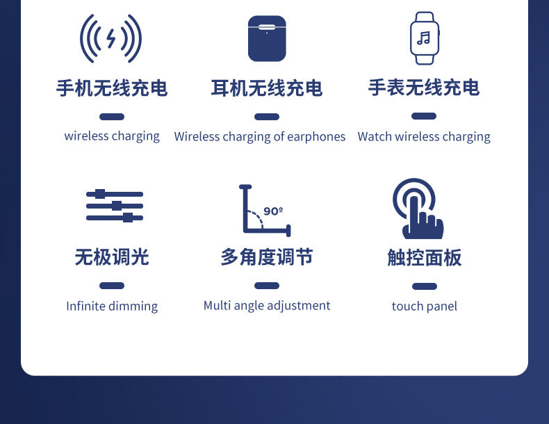 Customized Table Lamp Home Bedroom Bedside Lamp Dormitory Learning Special-Purpose Lamps15W Wireless Charging Multifunctional Eye-Protection Lamp