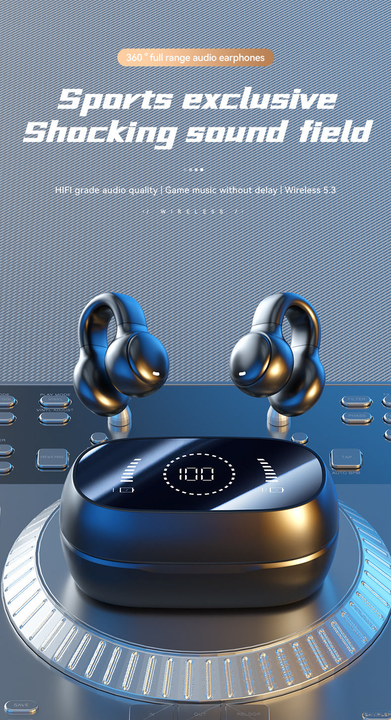 M47New Private Model Ear Clip Bone Conduction Bluetooth Earphones Non-In-Ear Sports Digital Display Long Battery Life Earphones
