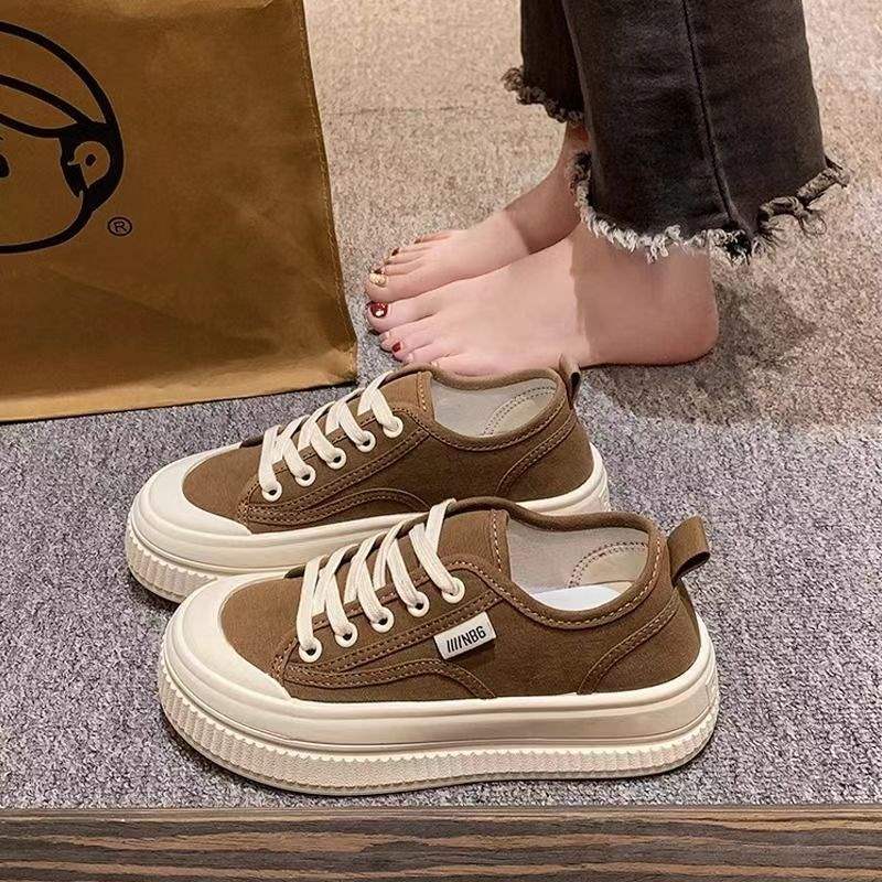 Yuechen Thick-Soled Canvas Shoes for Women, Versatile Breathable White Sneakers2025Spring and summer niche casual sneakers