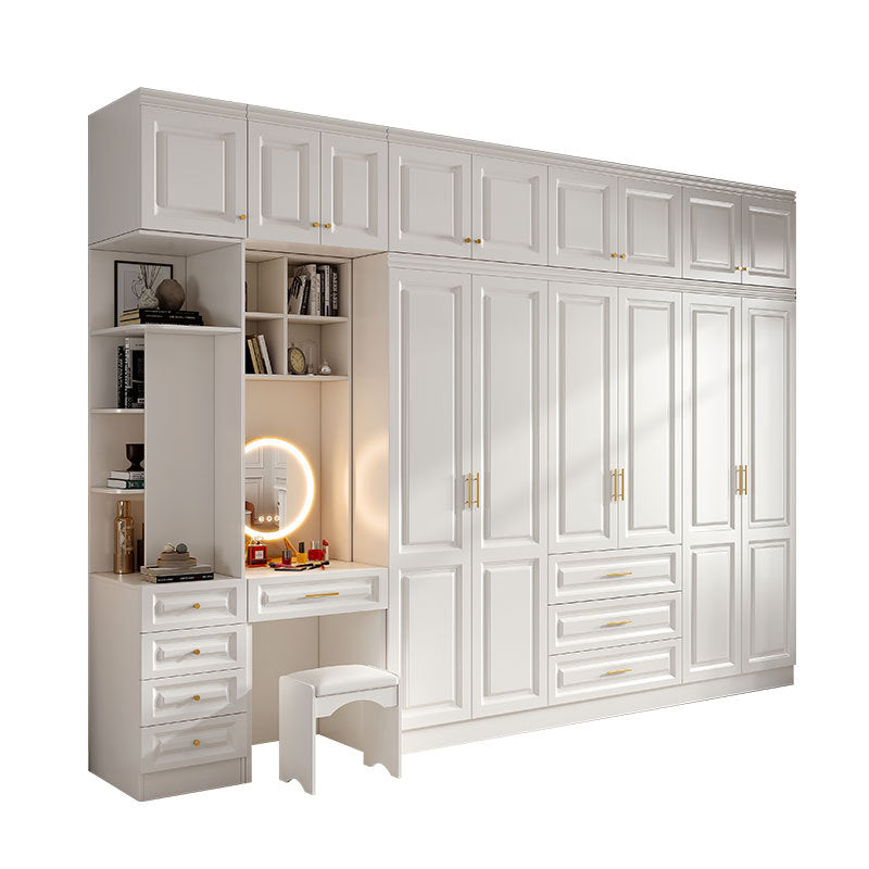 Modern Residential Dressing Wardrobe Light Luxury Pure Desire Style Custom Wall Cabinet Three-Dimensional Carving Free Combination Large Capacity Wardrobe