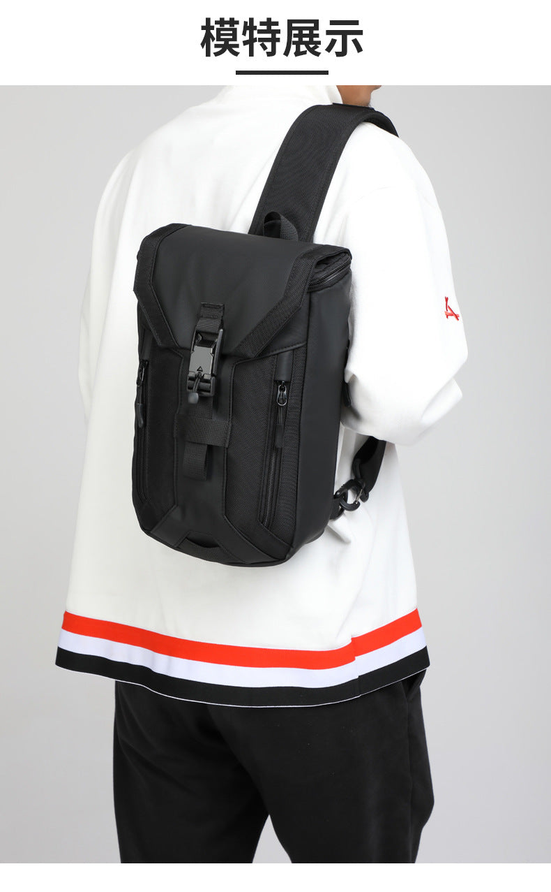 OZUKO Men's Chest Bag Trendy Brand USB Crossbody bag, water-resistant, lightweight, large capacity, single shoulder bag, outdoor chest bag