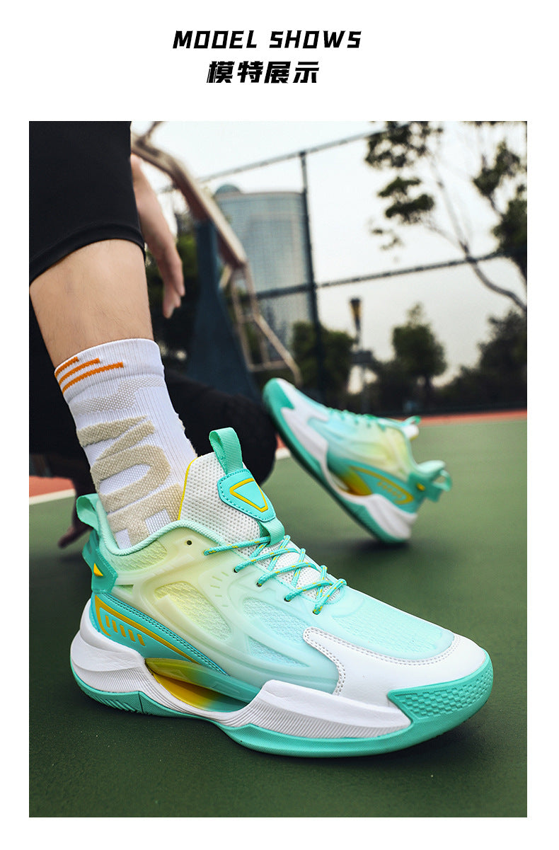 Four Seasons New Luminous Mesh Breathable Men's Shoes Casual Trendy Basketball Shoes High Elastic Cushioning Wear-Resistant Non-Slip Sports Shoes