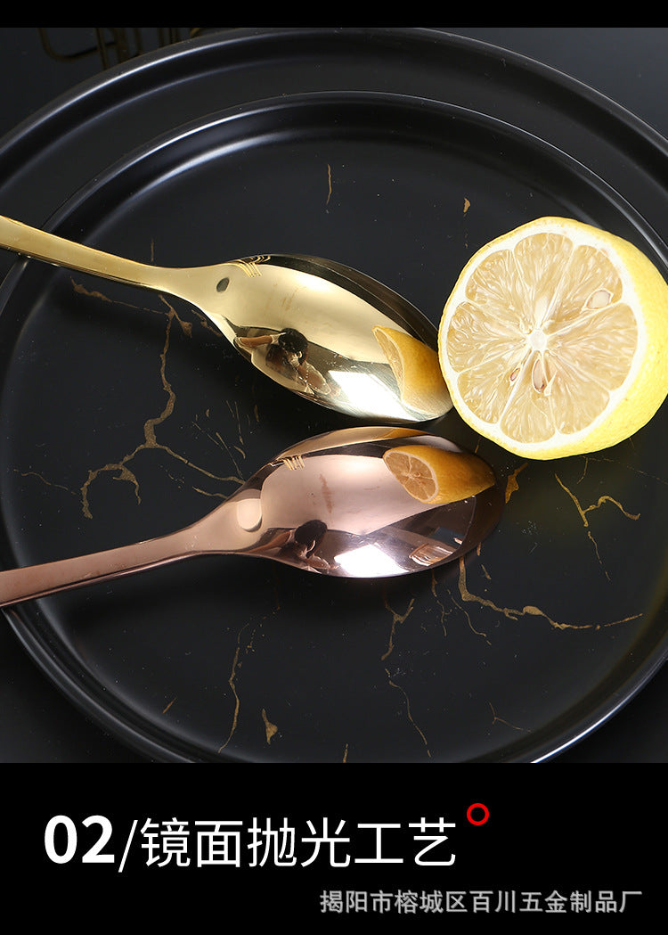 304Stainless Steel Knife Fork Spoon Thickened Tableware Western Hotel High-end Steak Knife Fork Dessert Spoon Set Kunting