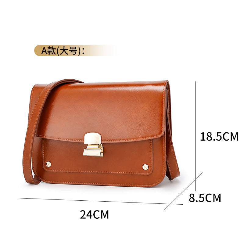 Melard Style Design Top Layer Cowhide Tofu Single Handle Bag Fashion Women's Bag Single Shoulder Crossbody Bag Niche Small Square Bag
