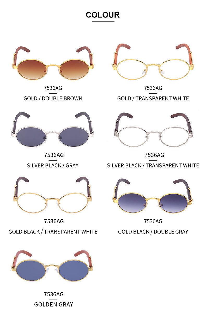 Vintage Small Frame Glasses for Women Imitation Wood Grain Oval Frame Sunglasses for Men Trendy Anti-Glare Sunglasses sunglasses