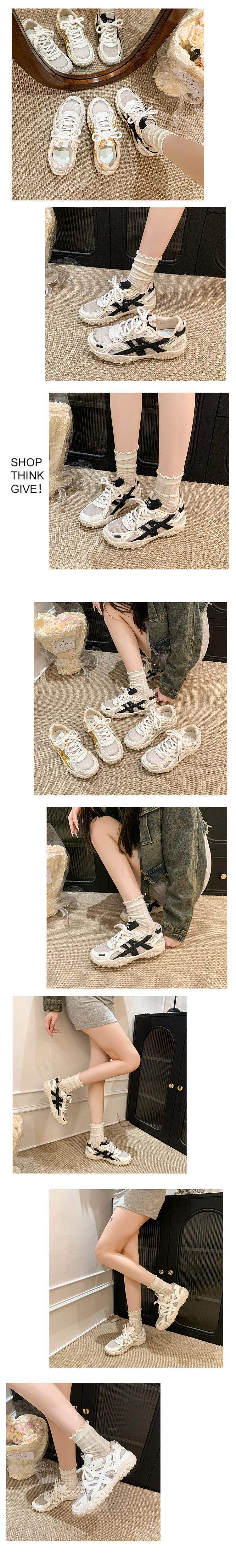 Ultra Soft Sole Korean Style Mesh Inner Height Increase German Training Shoes for Women2025Summer Style Double Shoelaces Slimming Sneakers