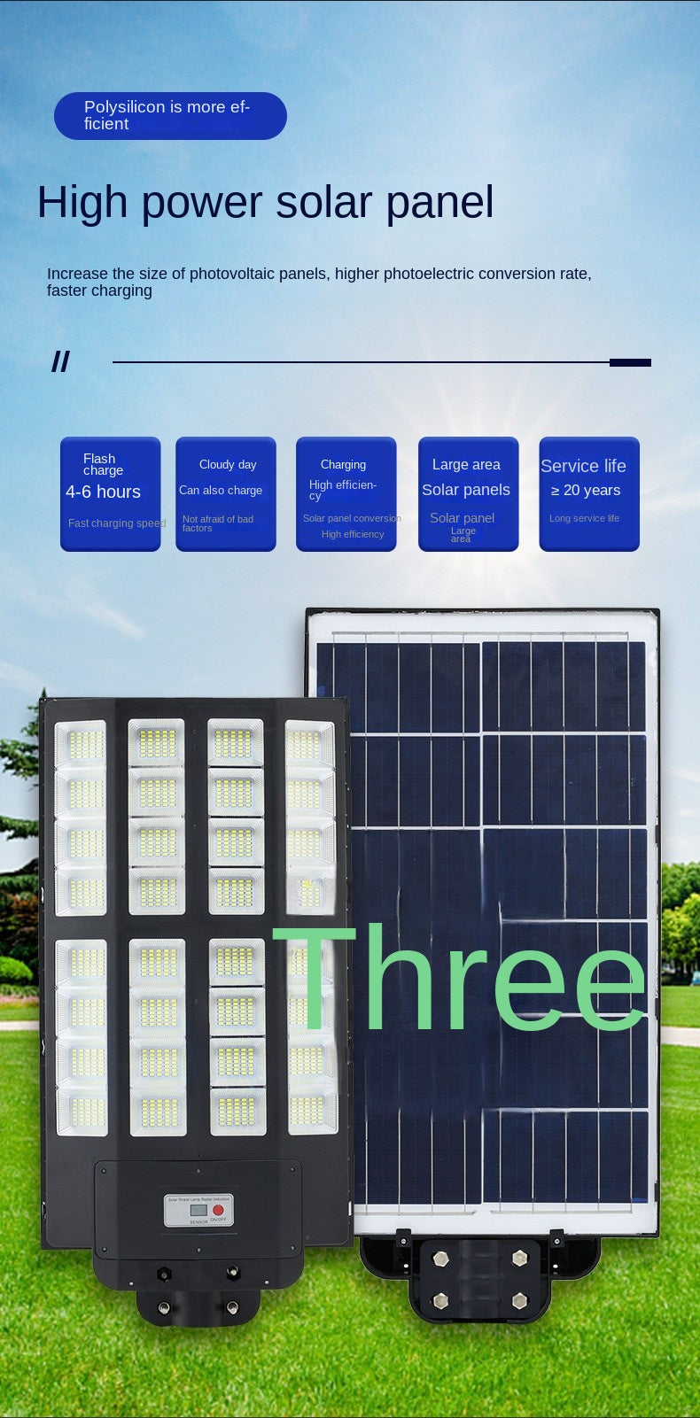 Integrated Solar Street Light Intelligent Sensor Outdoor Home Garden 1000W 2000W 3000W Solar Lamp