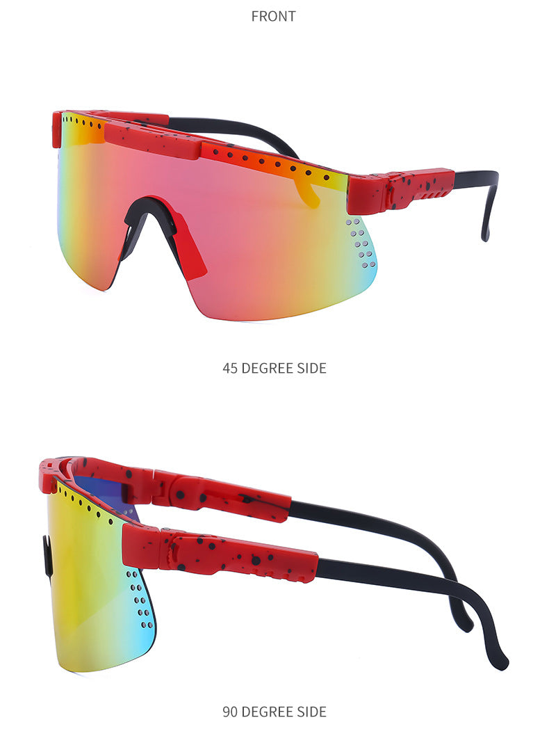 European and American Colorful Sunglasses Outdoor Cycling Windproof Sunglasses Men and Women One-piece Lens Sports Anti-ultraviolet Glasses
