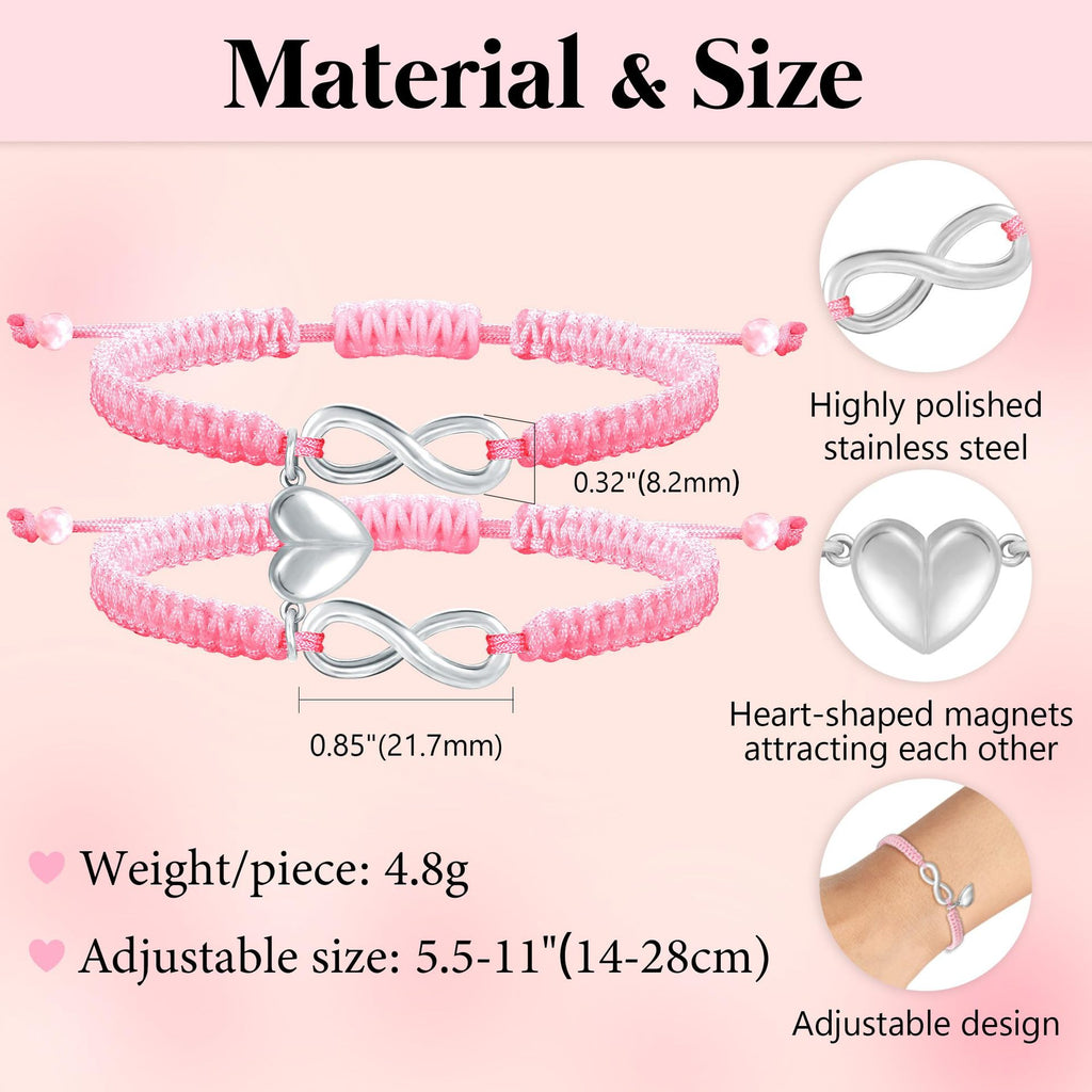 Braided Cross Bracelet Infinity Symbol Handmade Wrapped Bracelet Gift Heart Magnetic Adjustable Braided Bracelet