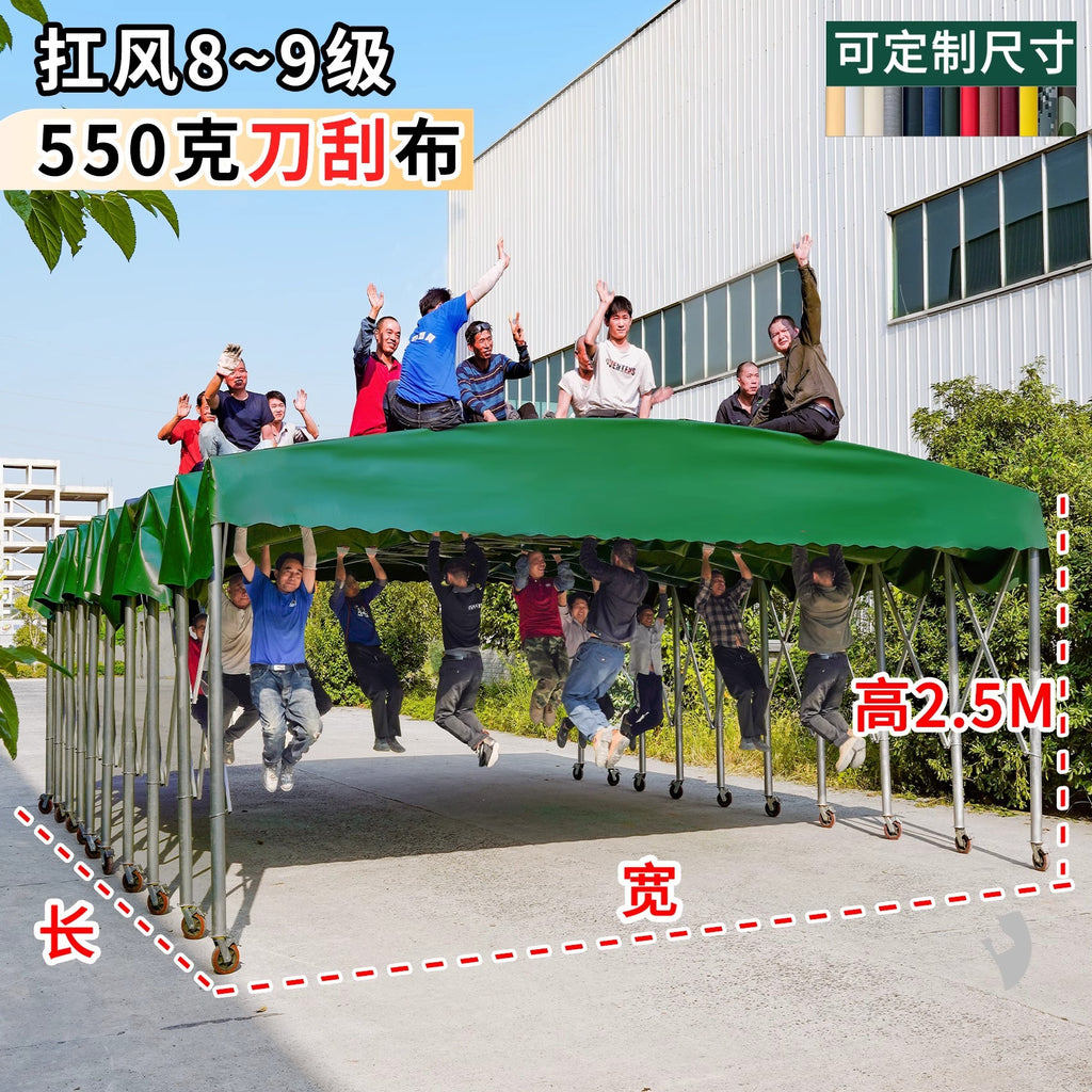 Outdoor Mobile Tent Activity Canopy Large Warehouse Push-Pull Shed Retractable Folding Sunshade Tent Night Market Stall Rain Shelter