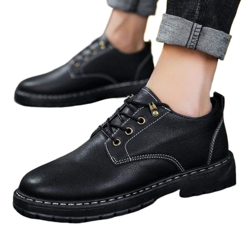 Summer Work Leather Shoes Casual Kitchen Men's Shoes Waterproof Non-Slip Oil-Proof Chef Shoes Black Work Boots for Young People