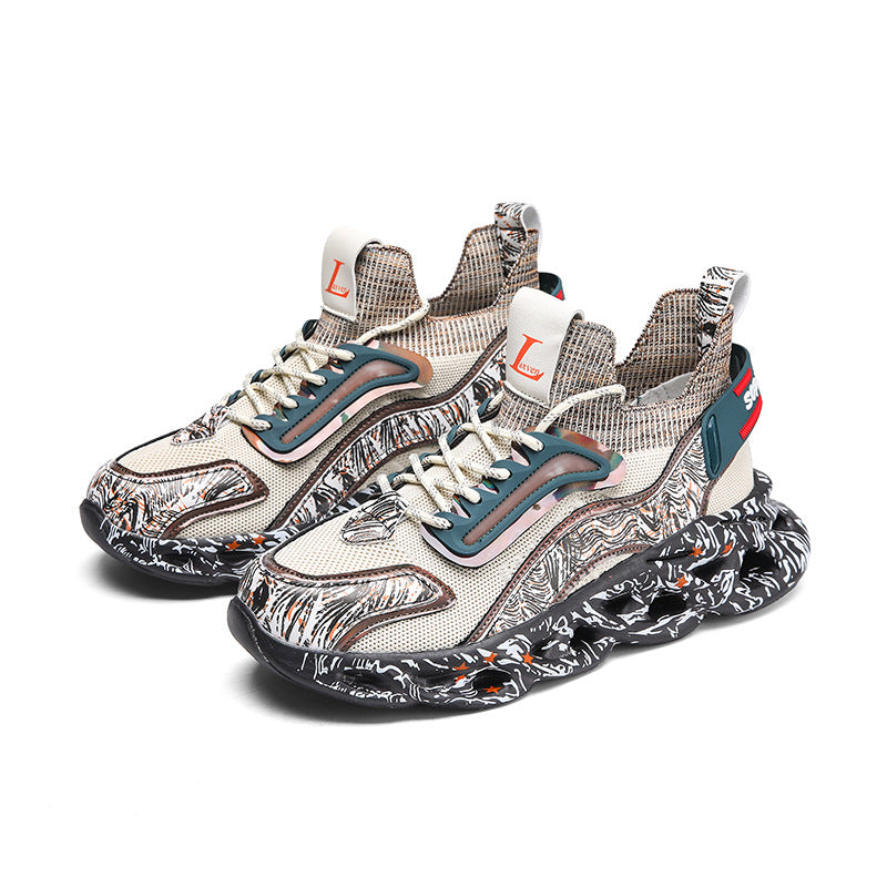 2025Foreign Trade Large Size Breathable Mesh National Trend Casual Sports Shoes with Ultra-light Sole and Height-increasing Fashion Dad Shoes