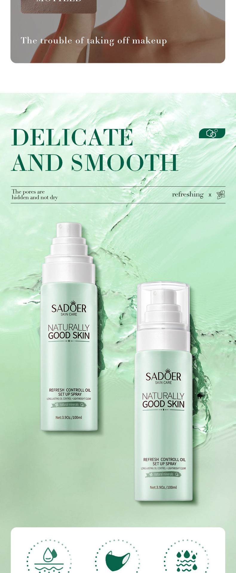 Makeup SADOER Makeup Setting Spray Clear and Refreshing Makeup Setting Moisturizing Spray Cross-Border Foreign Trade Wholesale