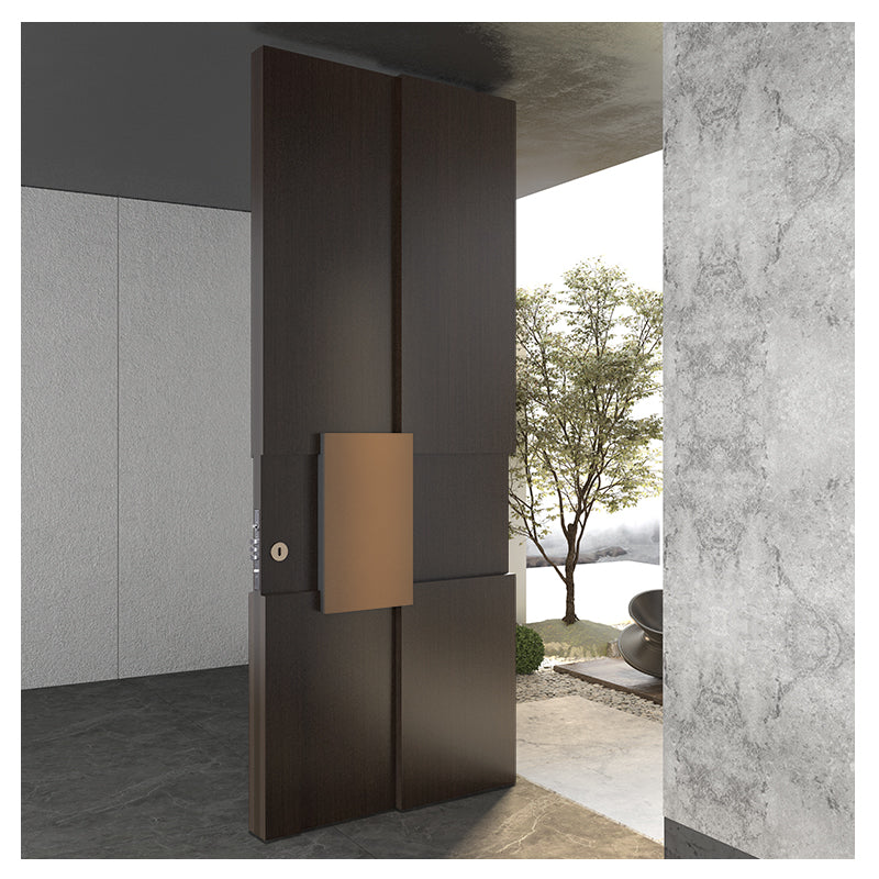 European Luxury House Front Modern Pivot Doors With Handle Wooden Entrance Door Modern Villa Main Door