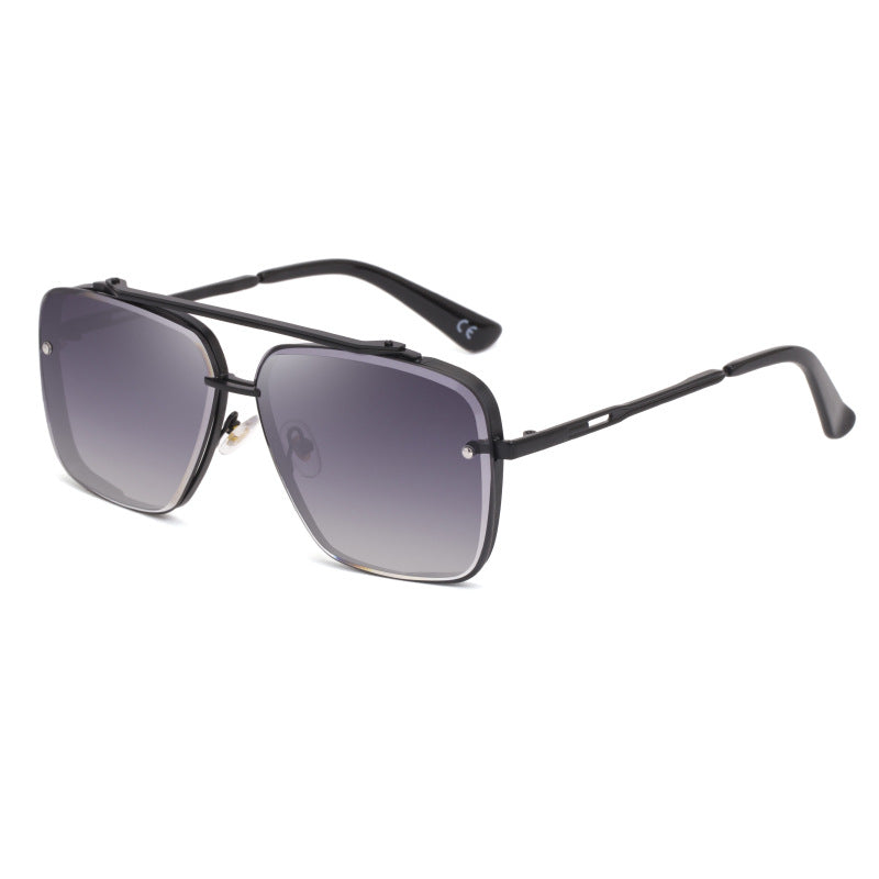 Square Frame Sunglasses Men's Fashion Metal Rimless Cut Edge Sunglasses Women's Trendy No-Makeup Glasses MACH SIX1261