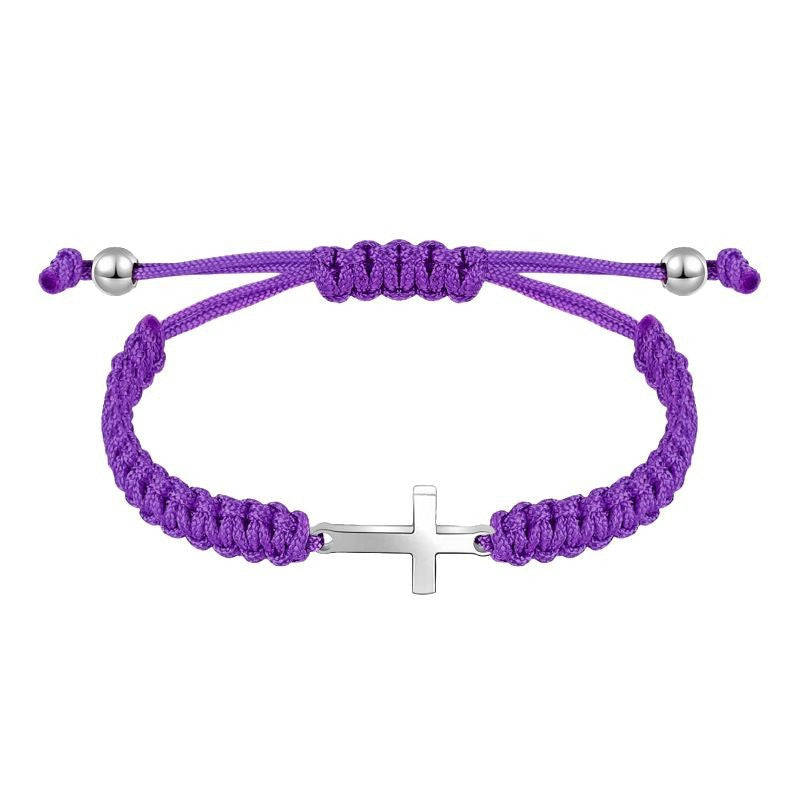 Women's Simple Woven Bracelet Set Stretchable Adjustable Bracelet Friendship Commemorative Wrapped Cross Woven Bracelet